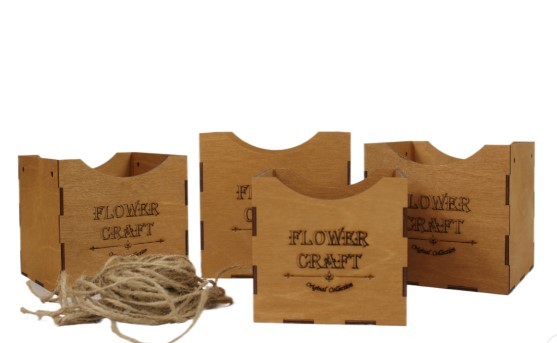 0000160 Набор кубик 4 в 1 "Flower Craft" (14*14; 13*13; 12*12; 11*11) Кедр