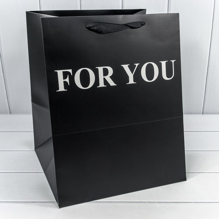 000179L/18 Пакет подарочный "For You" Чёрный 32*32*40 210г 1/10 1/100